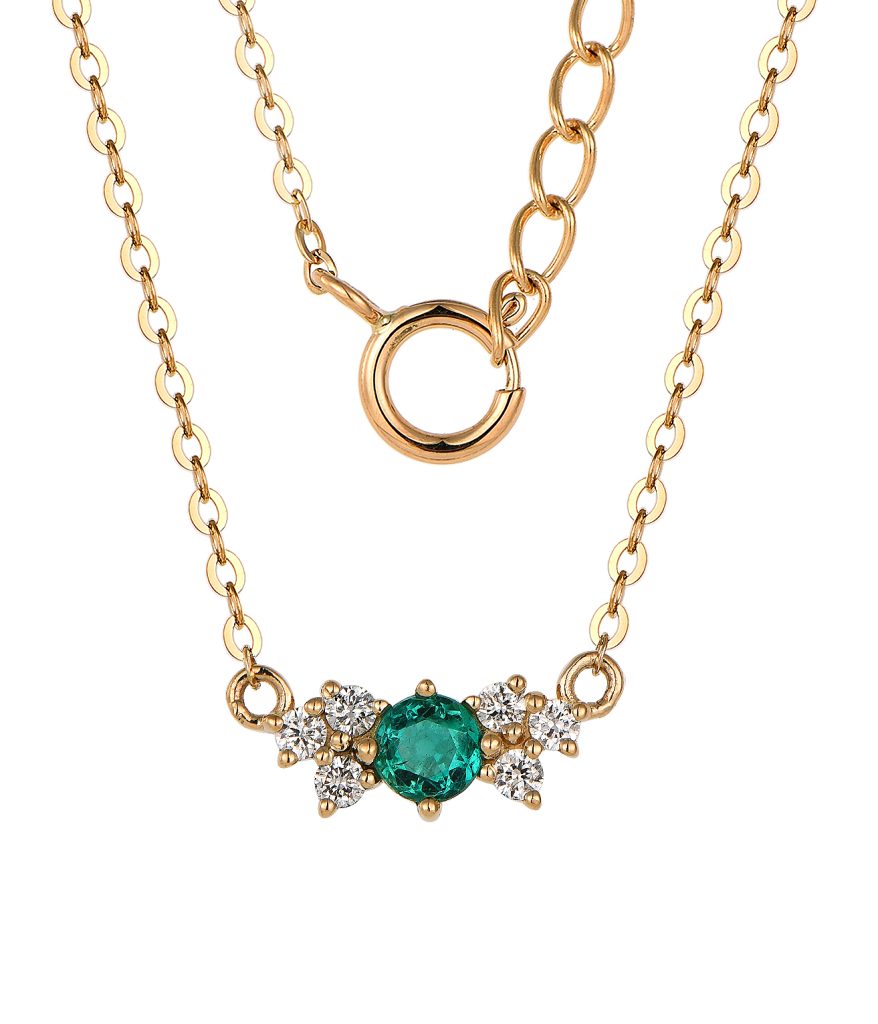 18K Gold Emerald Necklace-GN00423A