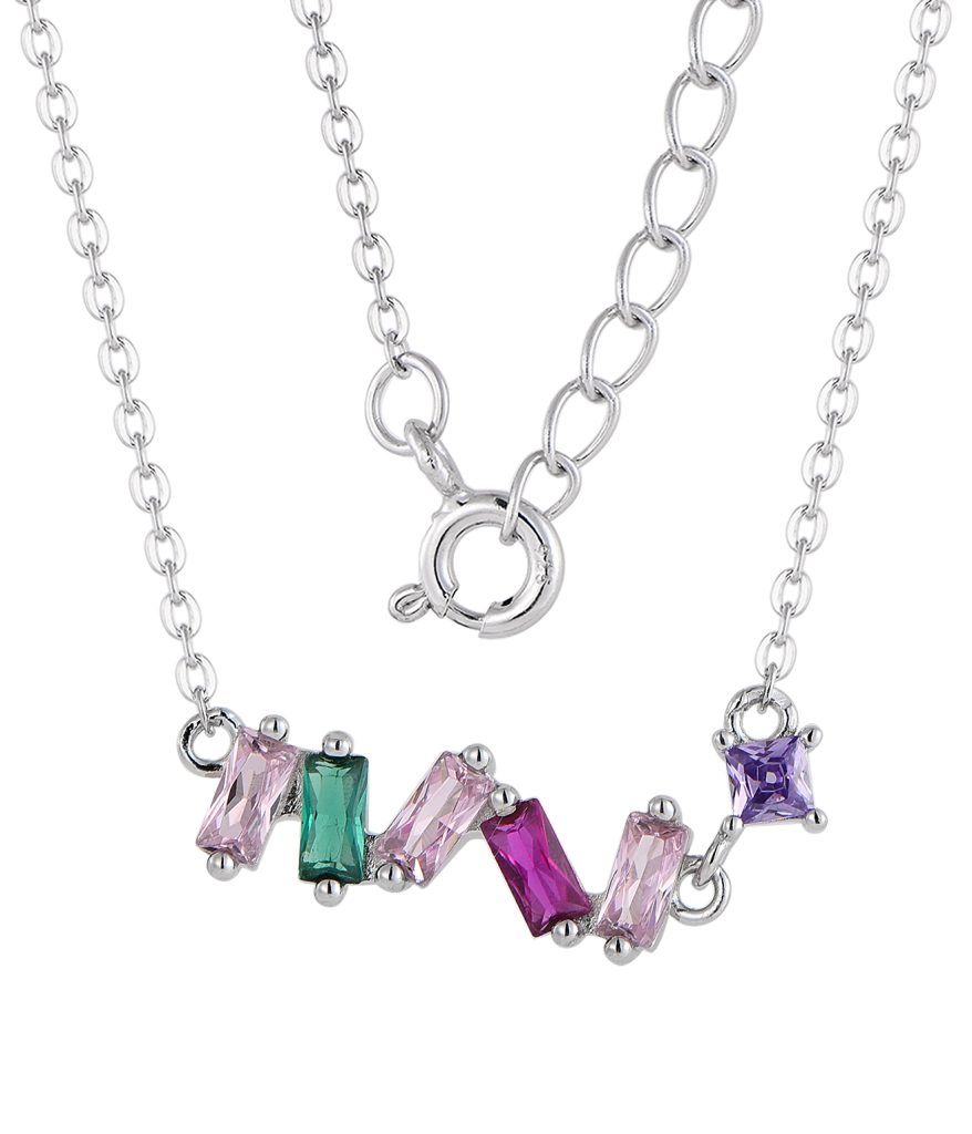 Colorful Irregular Silver Necklace-NC15073B