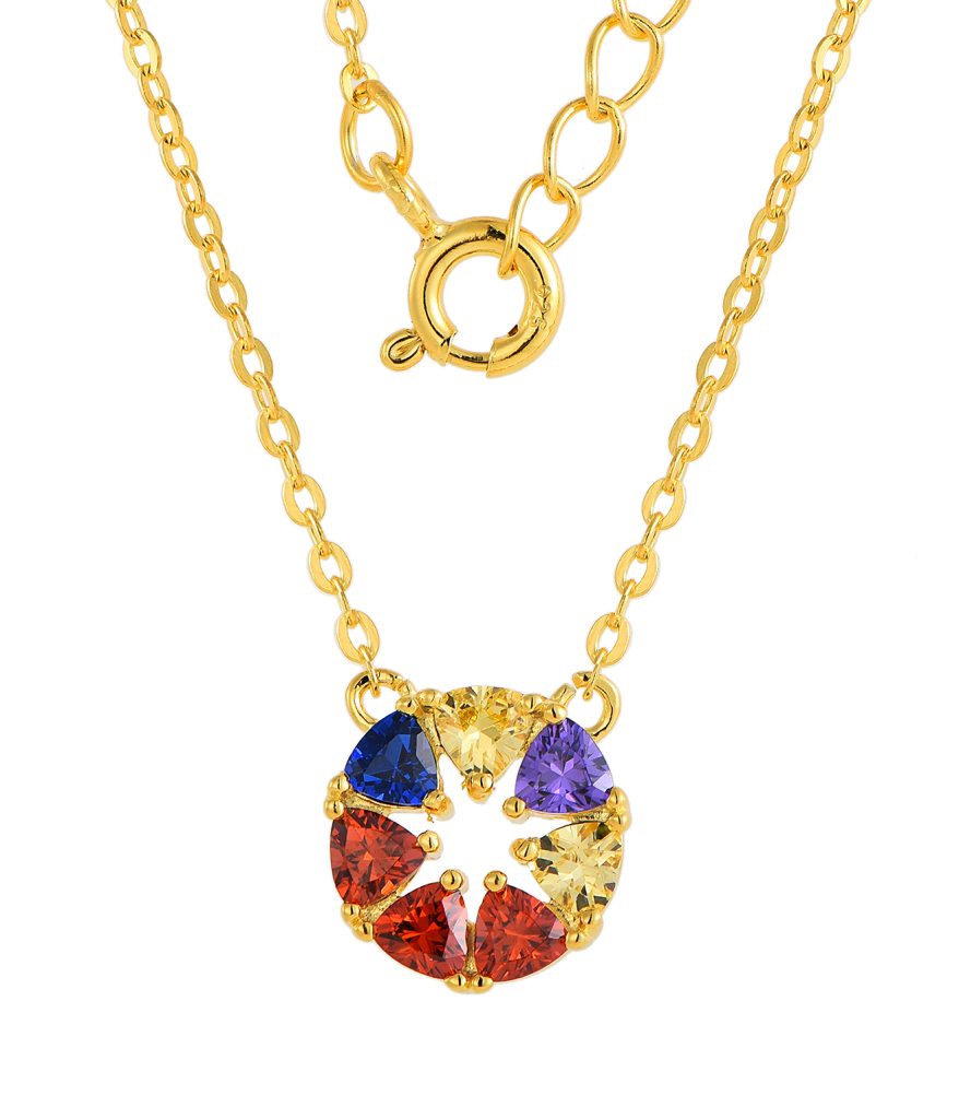 Colorful Zircon Silver Necklace-NC15999A