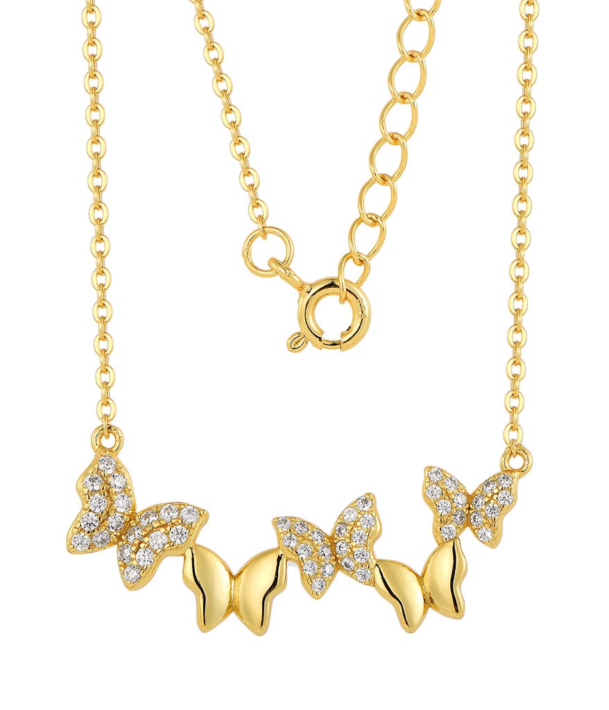 Gold plated butterfly silver necklace-MN01161I