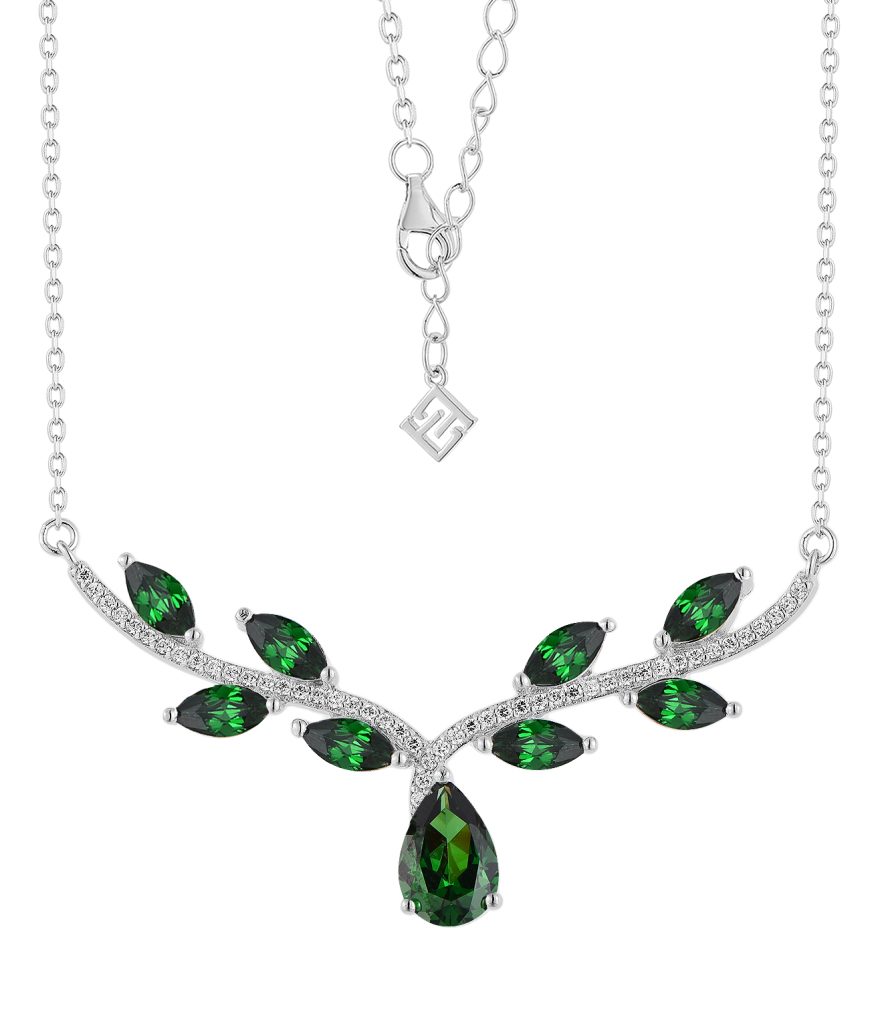 Green zircon 925 sterling silver necklace-MN01232E