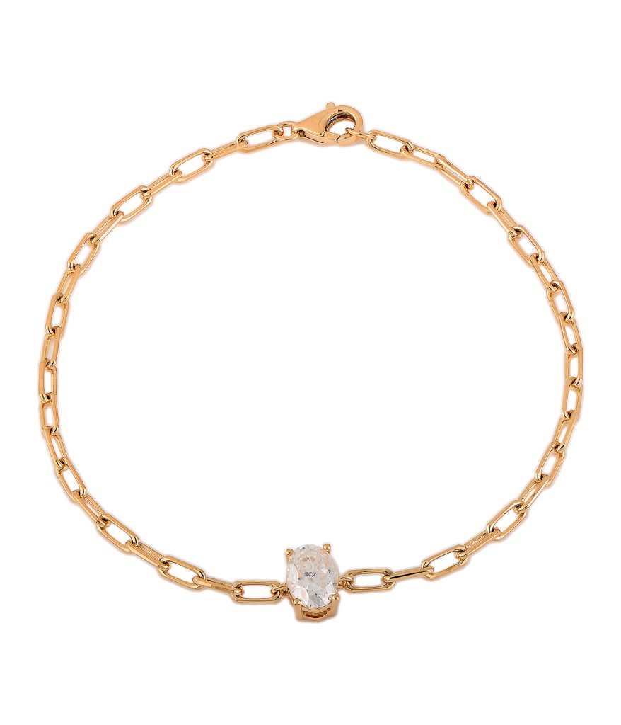 White Zircon 14K Gold Bracelet