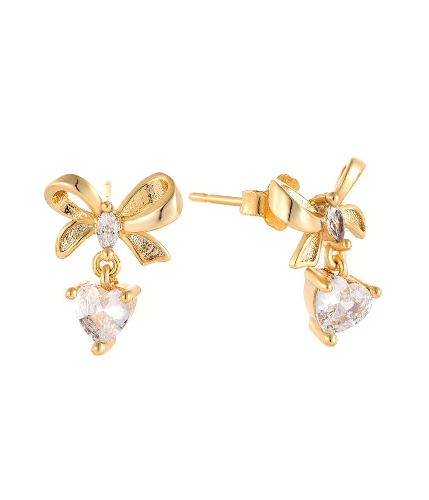 Gold Vermeil Bow Earrings-SE17239A