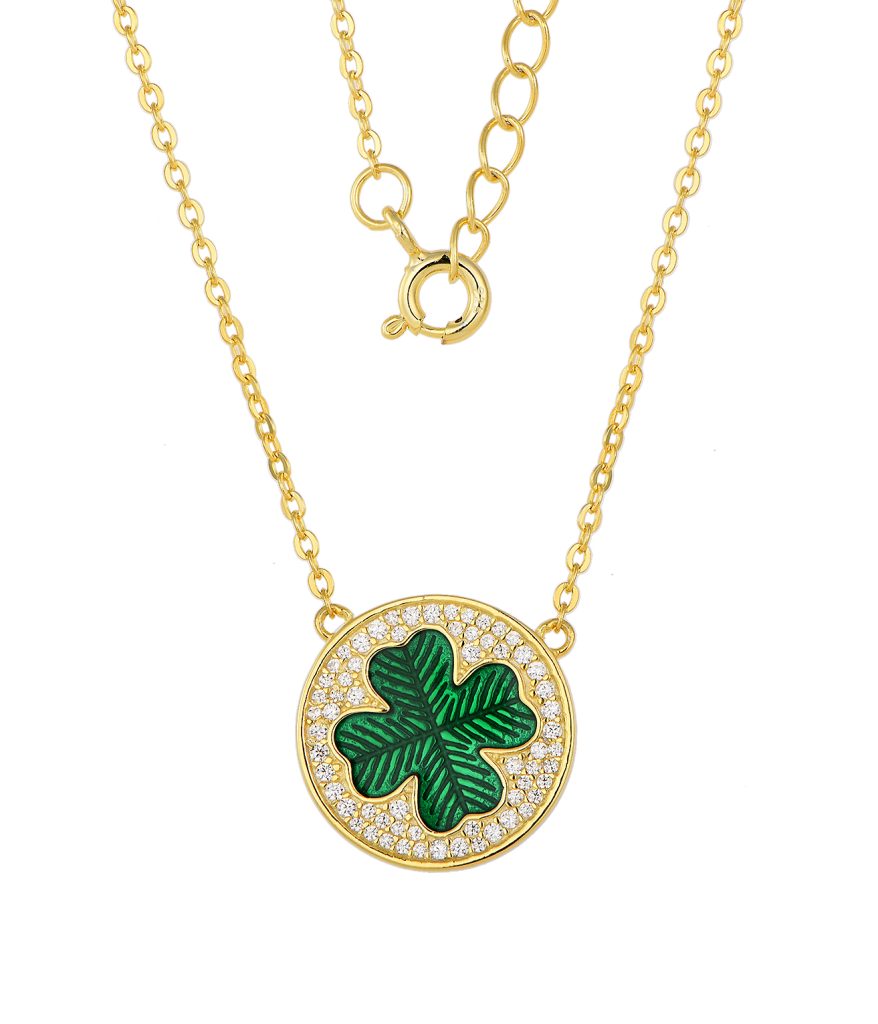 Gold-plated four-leaf clover necklace-NC16080A