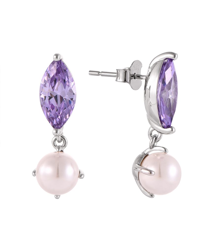 Sterling silver pearl earrings-SE14063B