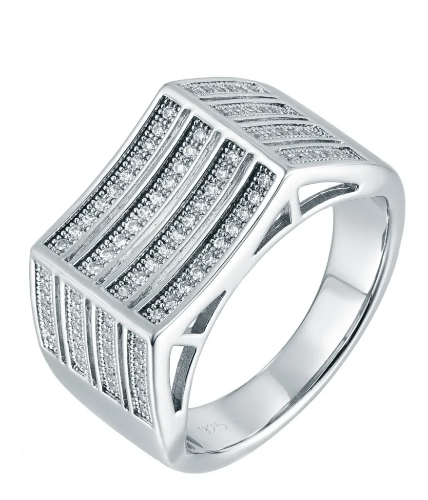 Custom men's silver rings manufactured by jewelry factory-ML00158A
